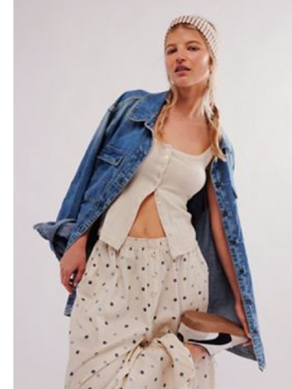 Free People Cream Dot Balloon Pants